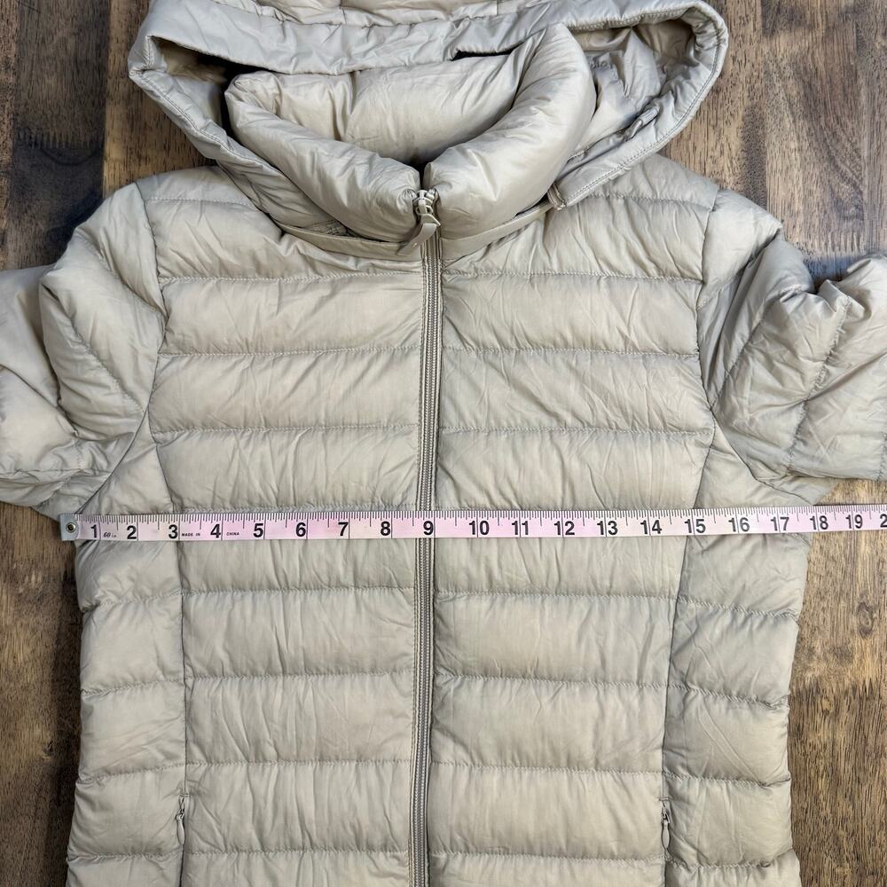 Uniqlo Ultra Light Long Genuine Down Coat Puffer Winter Nylon Beige Women's XS - Picture 4 of 11